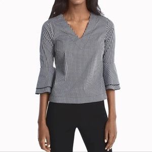 White House Black Market gingham bell sleeve top